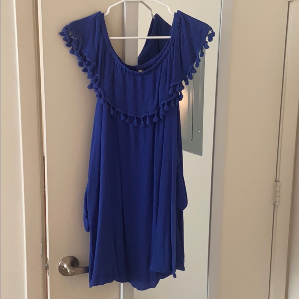 Blue Off the Shoulder Dress